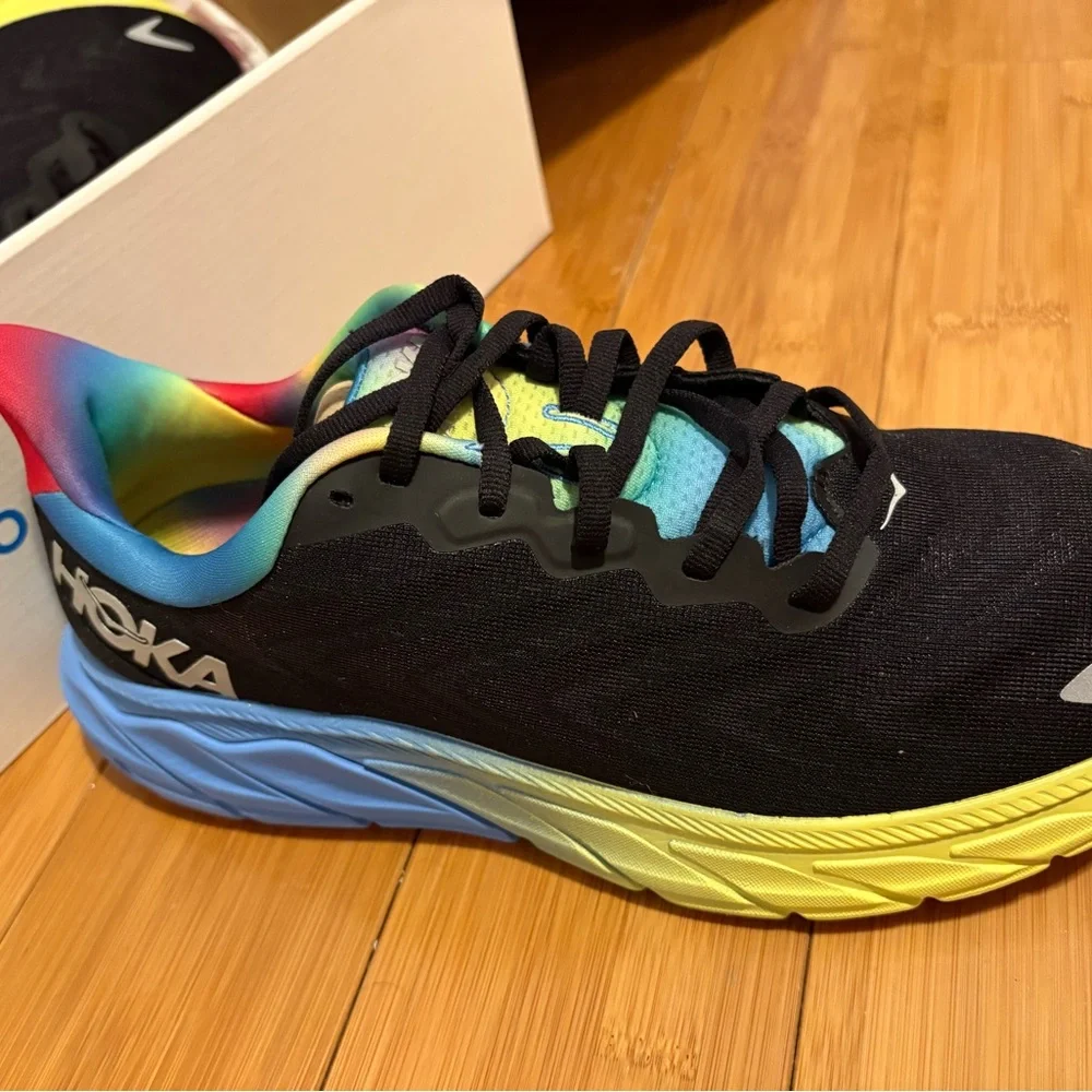 Hoka Black and Blue Sneakers with Yellow Accents - Picture 2 of 5